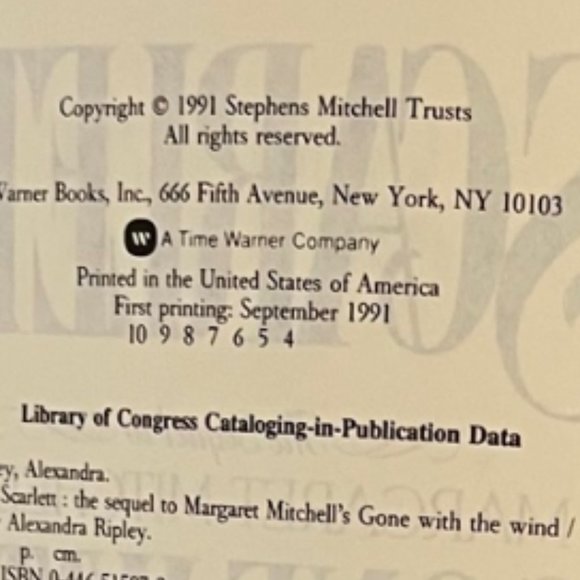 Vintage 1991 "Scarlett" Gone with the Wind- Hardcover- not used - Picture 3 of 14